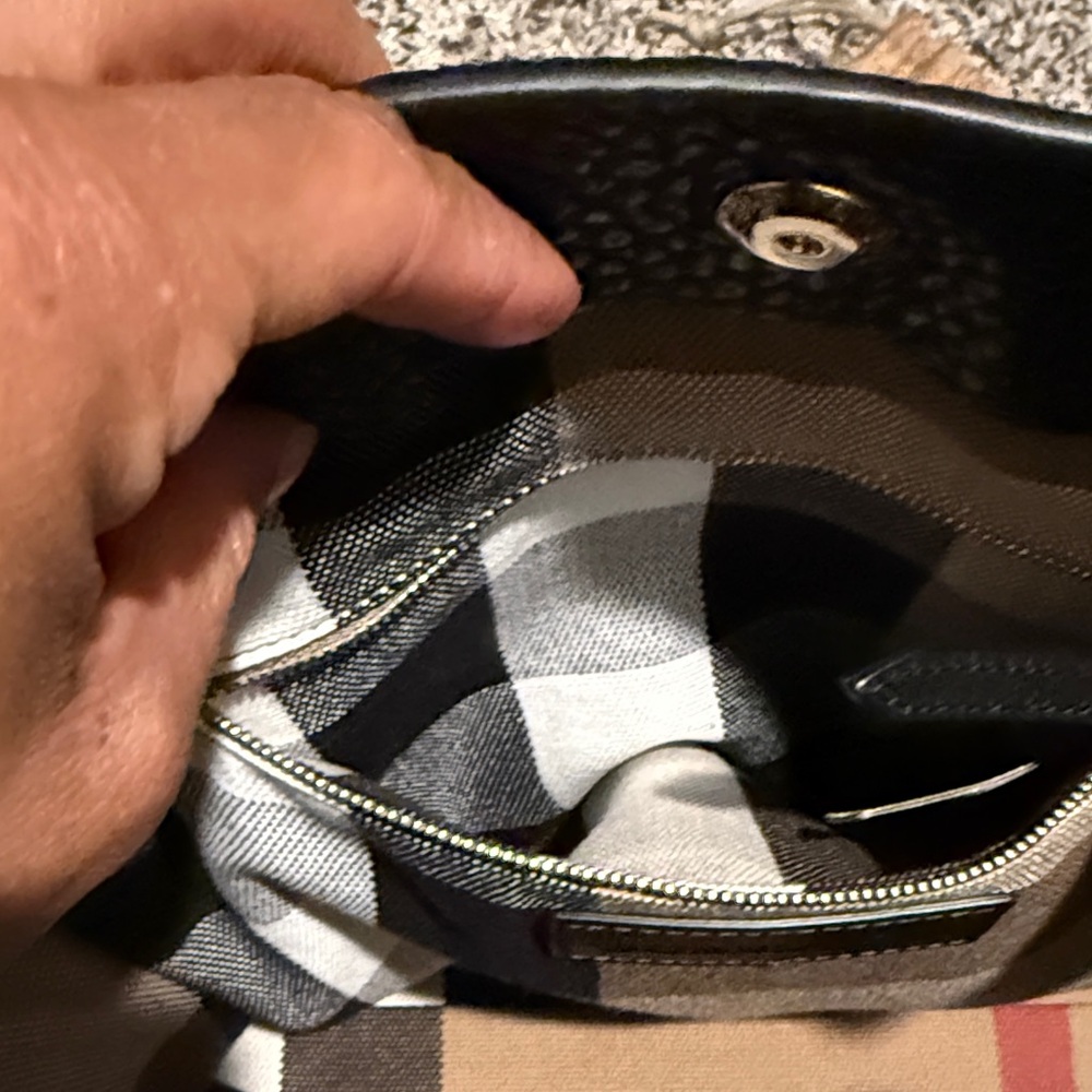 SOLD Burberry Textured Black Leather Shoulder Tote - Picture 11 of 15